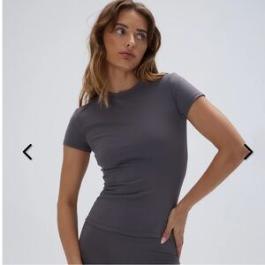 Adanola Ultimate Short Sleeve Longline Top - Dark Grey